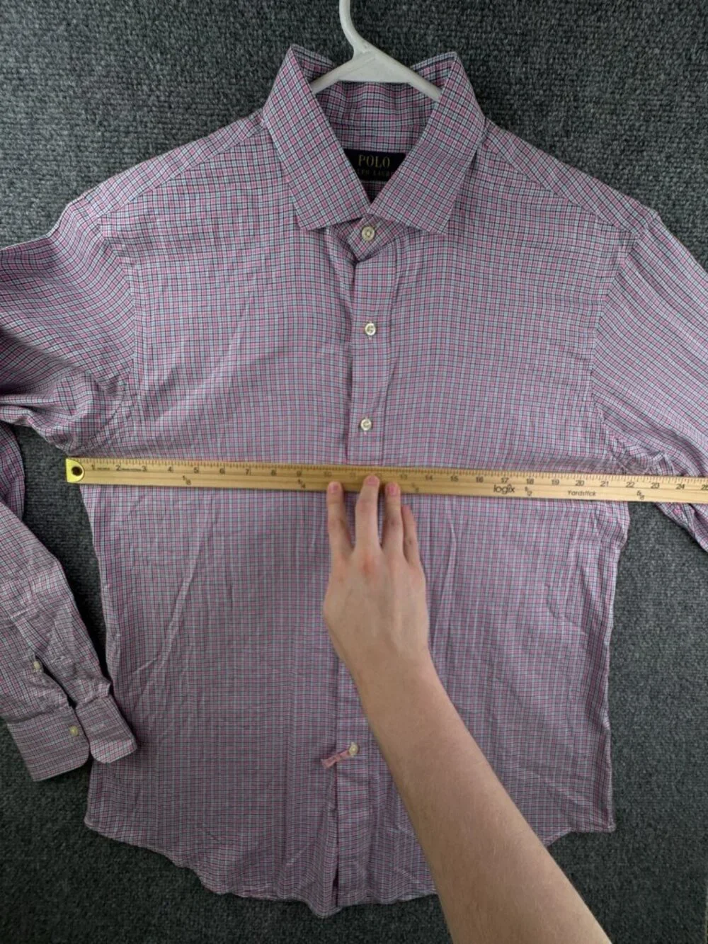 Polo Ralph Lauren Pink Blue Check Men Long Sleeve Button Up Shirt Cotton Large